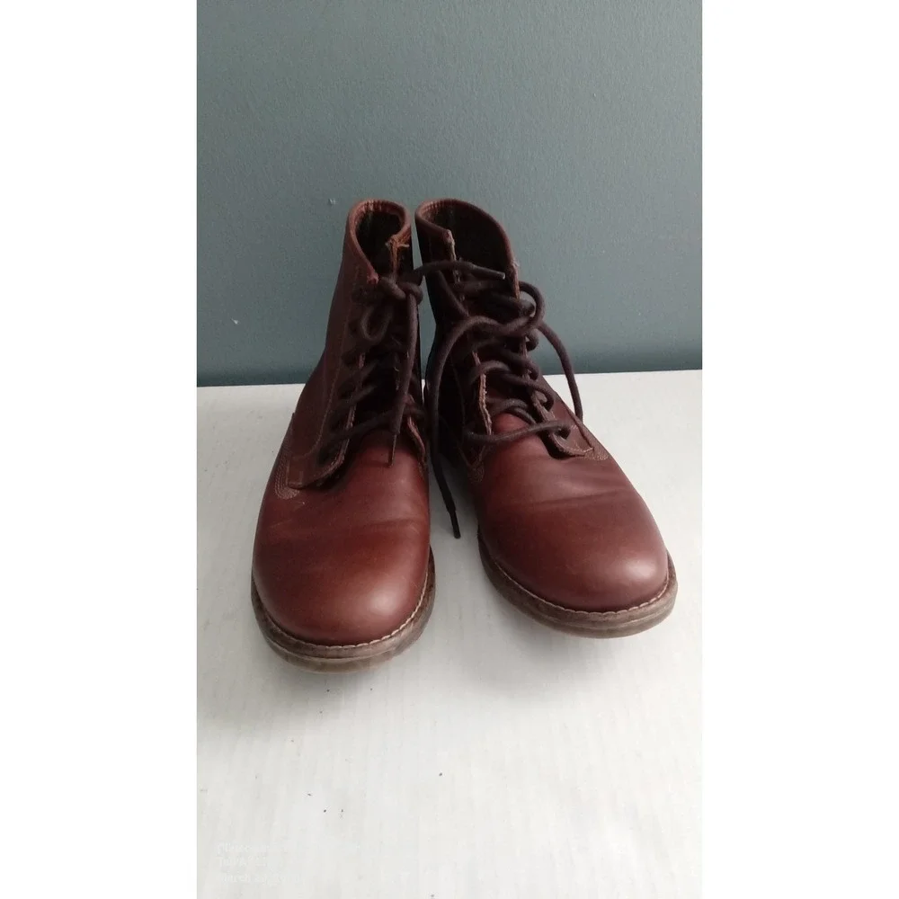 Leather‎ Ankle Boots Brown Lace Up Casual Comfortable Shoes